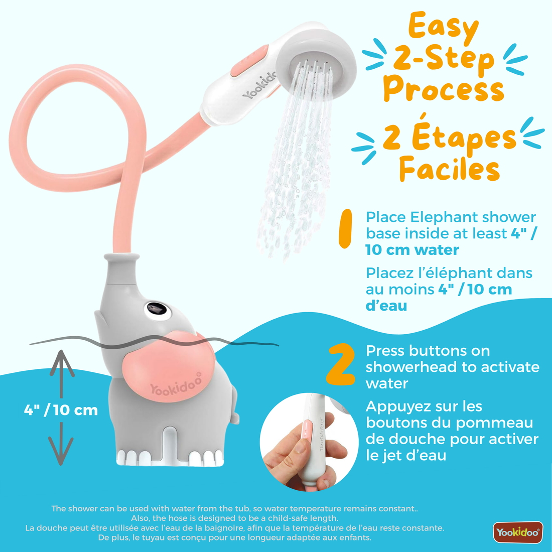 DOUCHE ÉLÉPHANT POUR BÉBÉ - ROSE