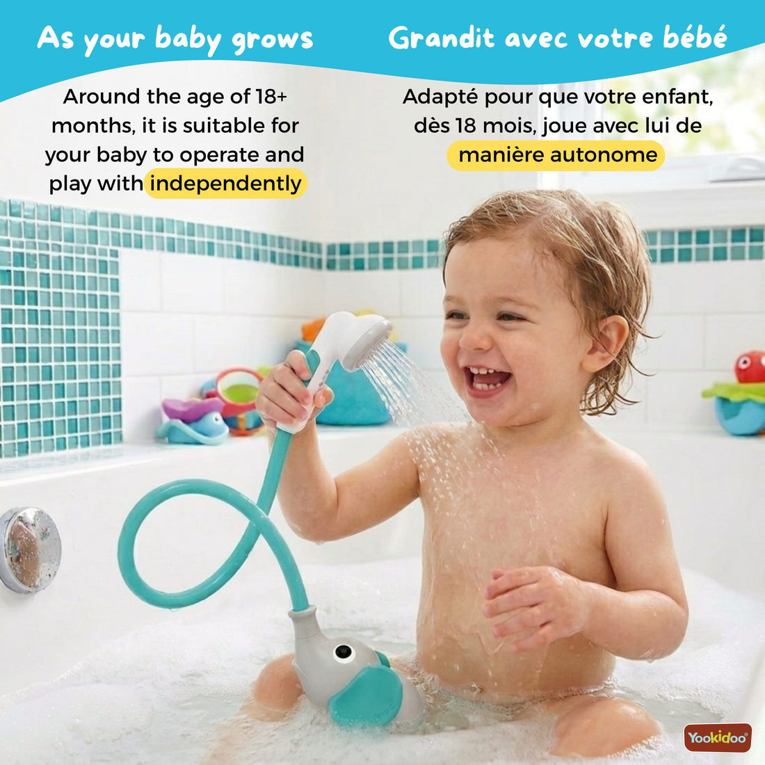 DOUCHE ÉLÉPHANT POUR BÉBÉ - ROSE