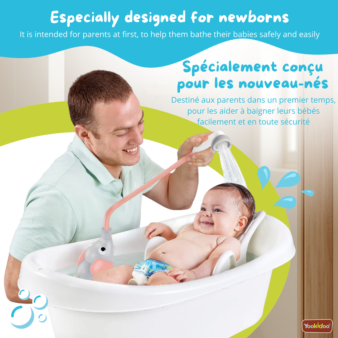 DOUCHE ÉLÉPHANT POUR BÉBÉ - ROSE