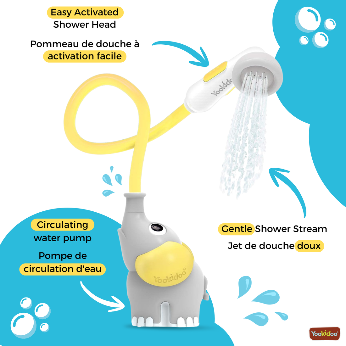 DOUCHE ÉLÉPHANT POUR BÉBÉ - JAUNE