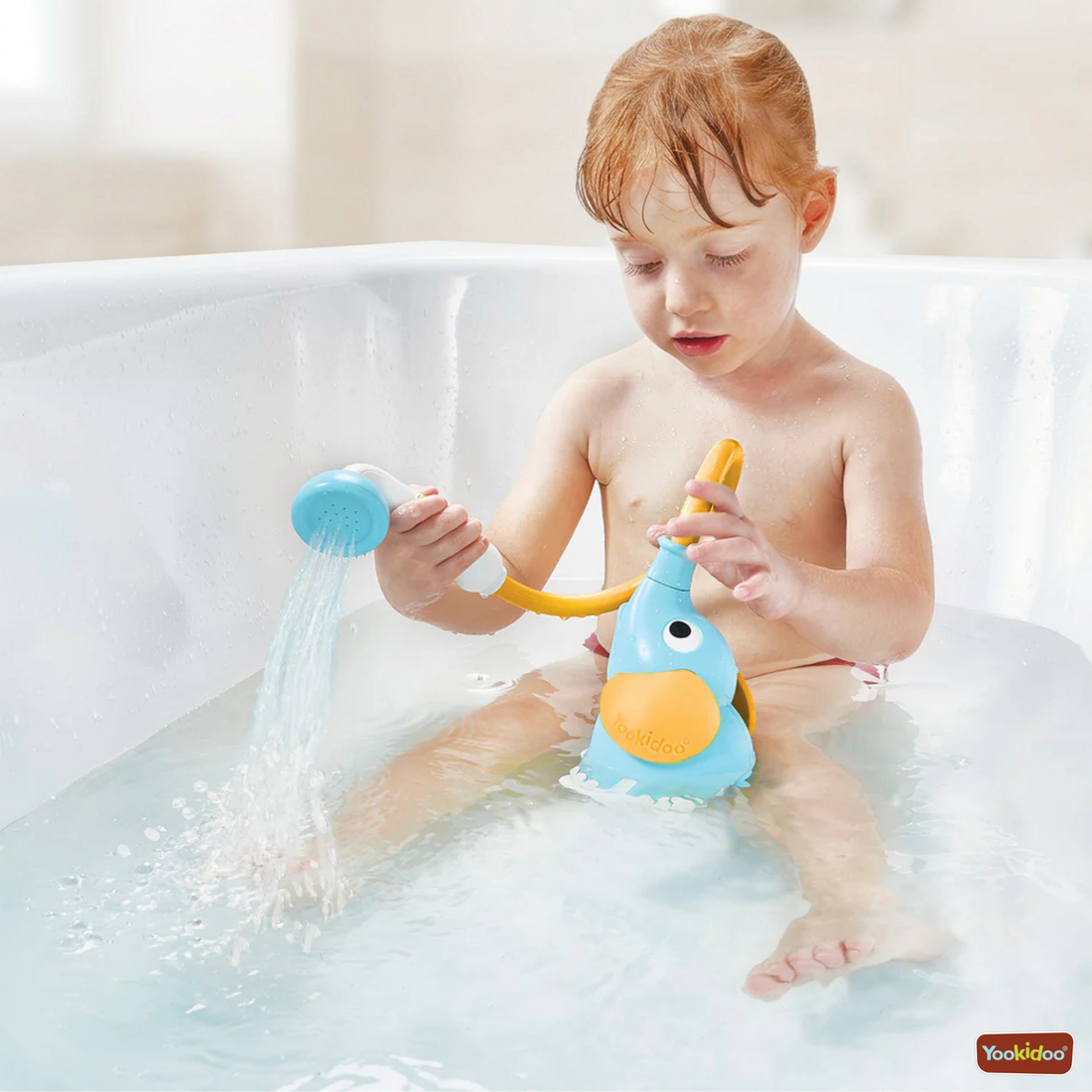 DOUCHE ÉLÉPHANT POUR BÉBÉ - BLEU & ORANGE