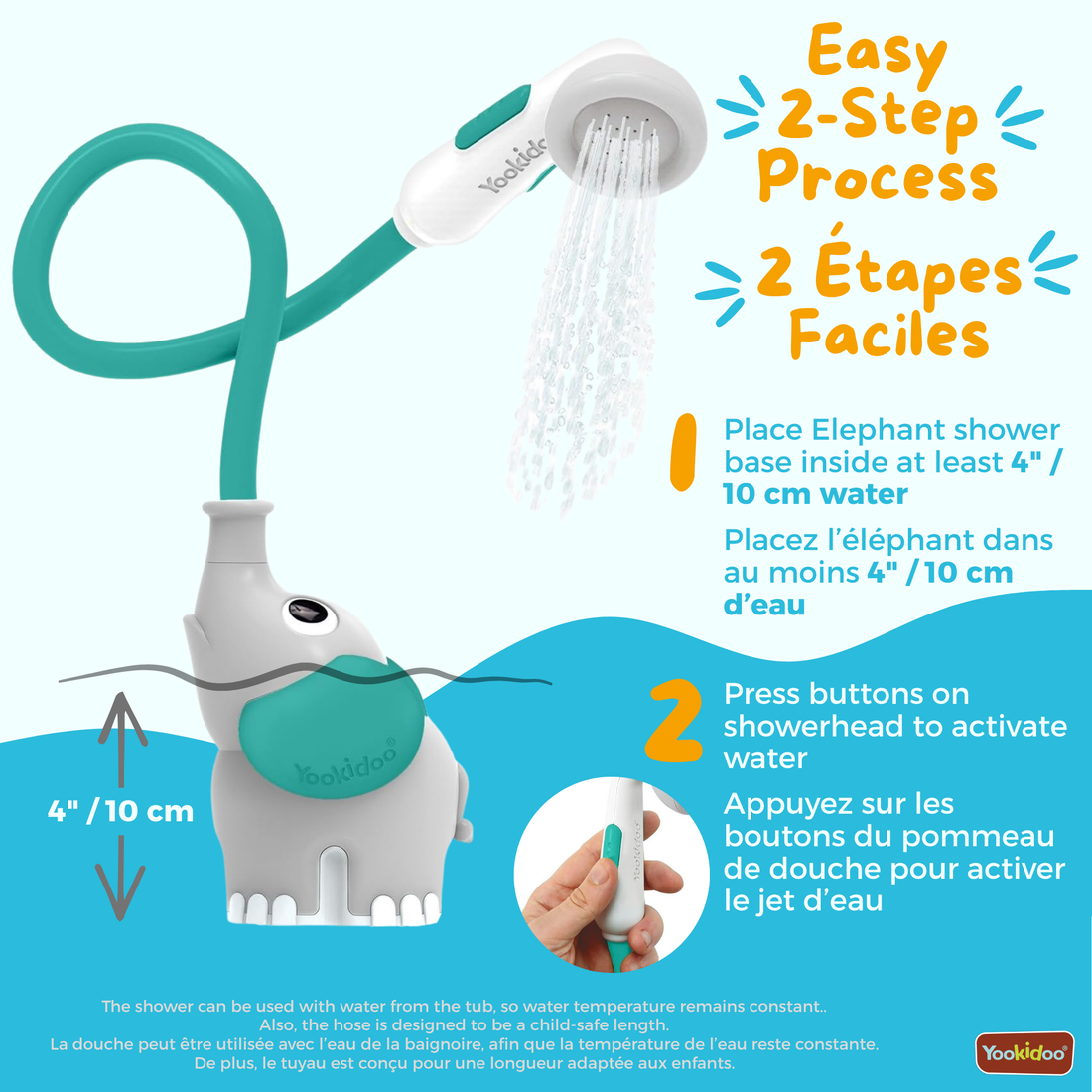 DOUCHE ÉLÉPHANT POUR BÉBÉ - GRIS & VERT FORÊT