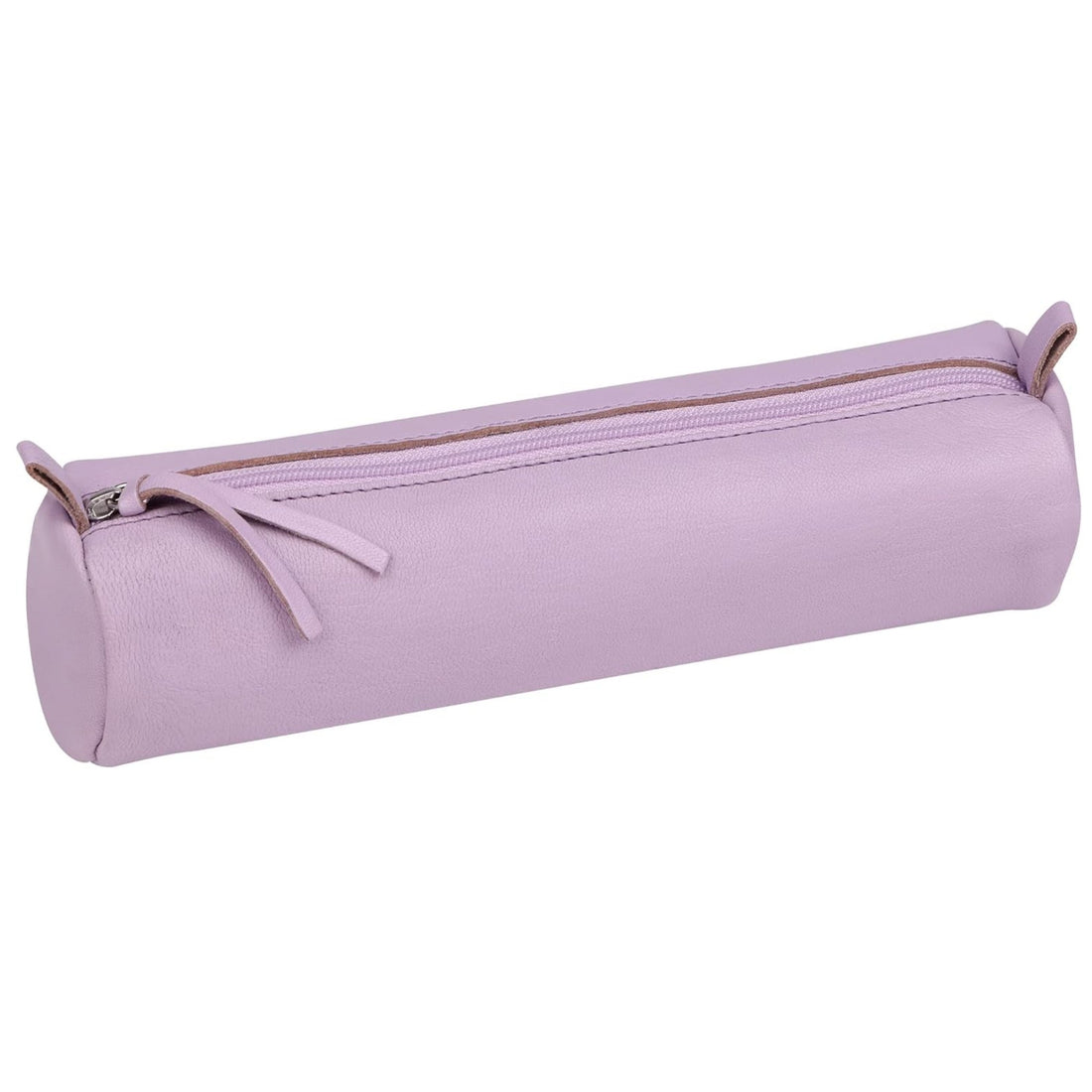 Round Pencil Case Dyed Leather Lilac (2.1x8.6in)