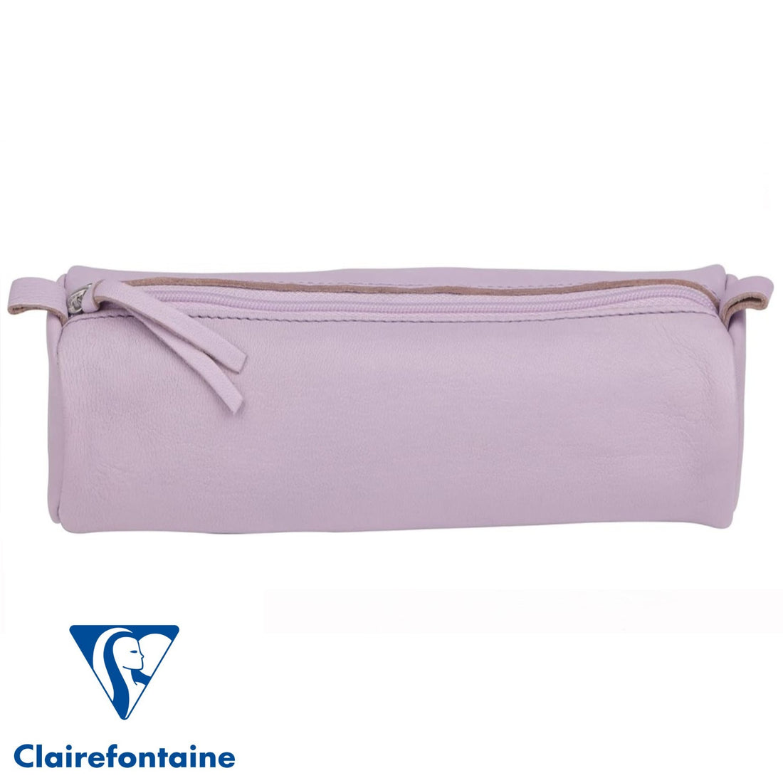 Round Pencil Case Dyed Leather Lilac (2.1x8.6in)