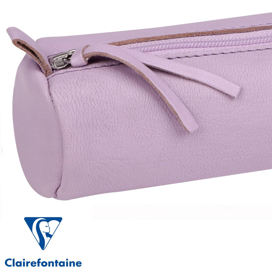 Round Pencil Case Dyed Leather Lilac (2.1x8.6in)
