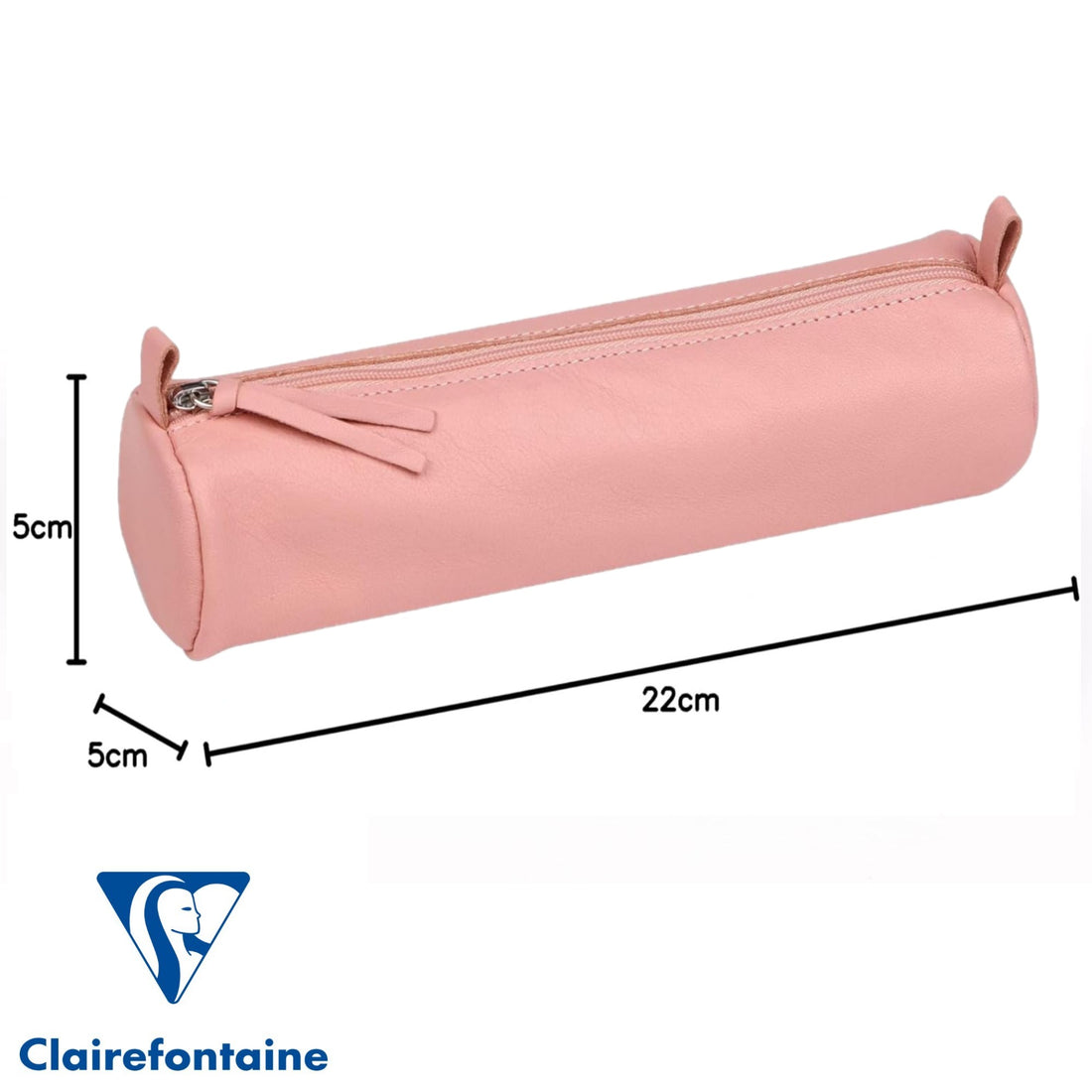 Round Pencil Case Dyed Leather Coral (2.1x8.6in)