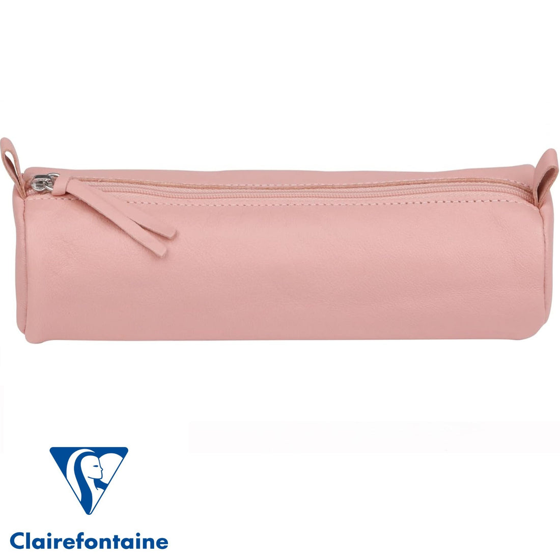 Round Pencil Case Dyed Leather Coral (2.1x8.6in)