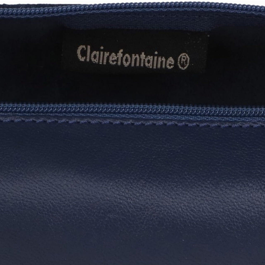 Trousse à crayons ronde cuir teinté bleu foncé (5.5x22cm)