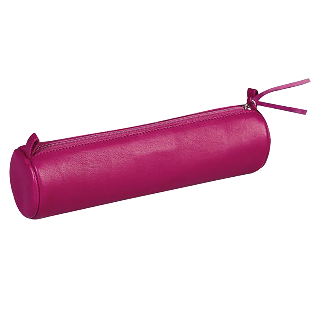 Trousse ronde -cuir teinté -framboise (5.5x22cm) CLAIREFONTAINE
