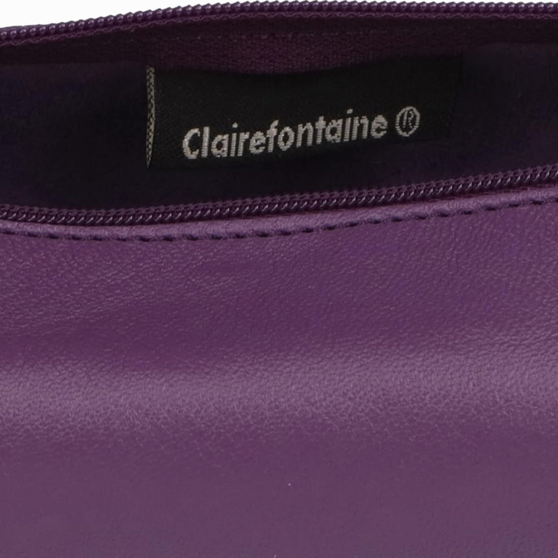 Trousse à crayons ronde cuir teinté violet (5.5x22cm)