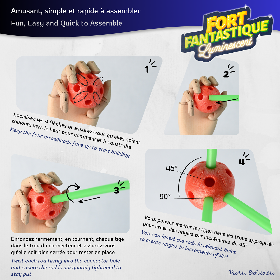 FANTASTIC FORT- GLOW IN THE DARK-72 PIECES