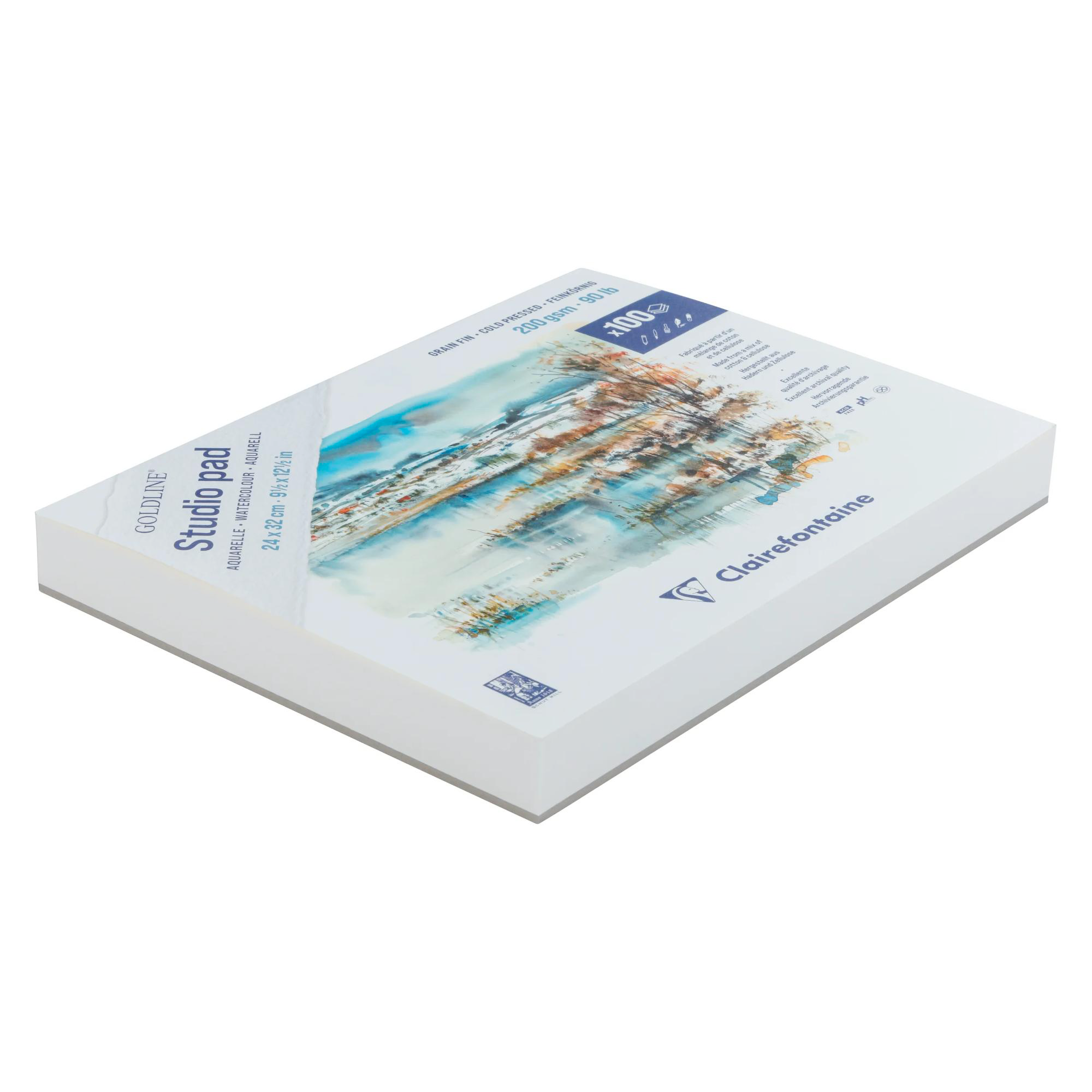 Watercolour Glued Pad Goldline Studio 100 sheets 200gr 9,45 x 12,6 in