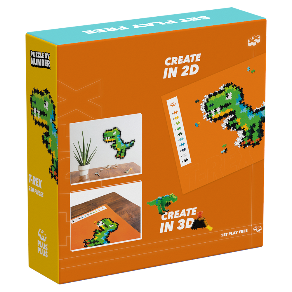 PUZZLE BY NUMBER - T-REX - 250pcs PLUS PLUS