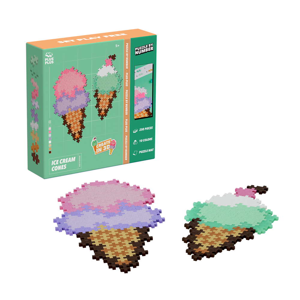 PUZZLE BY NUMBER - CORNETS DE CRÈME GLACÉ - 250pcs PLUS PLUS