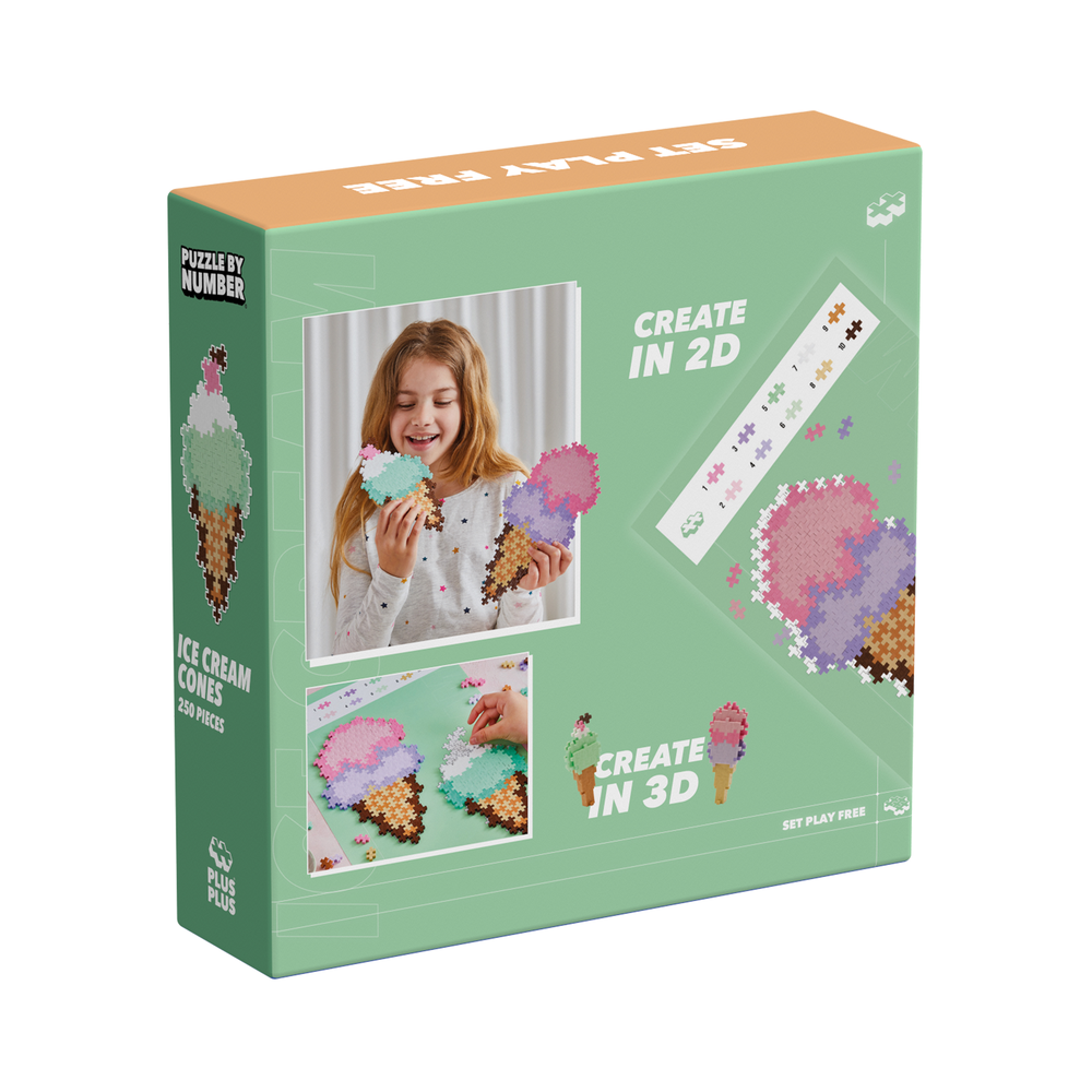 PUZZLE BY NUMBER - CORNETS DE CRÈME GLACÉ - 250pcs PLUS PLUS