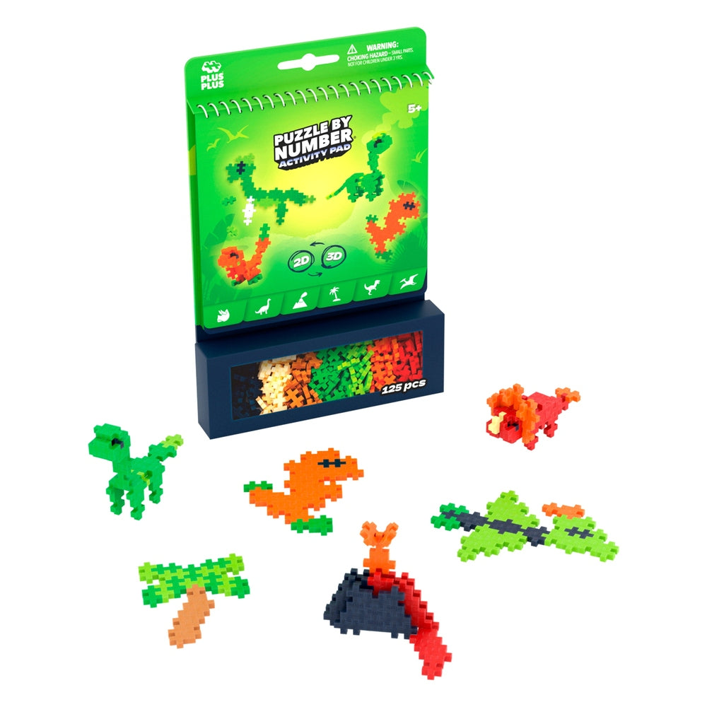 PUZZLE BY NUMBER - CARNET D'ACTIVITÉS - DINOSAURES - 125pcs PLUS PLUS