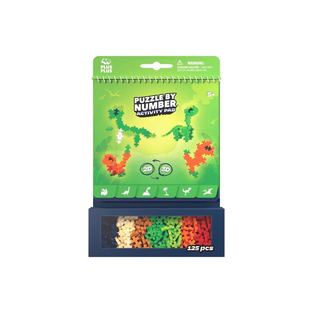 PUZZLE BY NUMBER - CARNET D'ACTIVITÉS - DINOSAURES - 125pcs PLUS PLUS