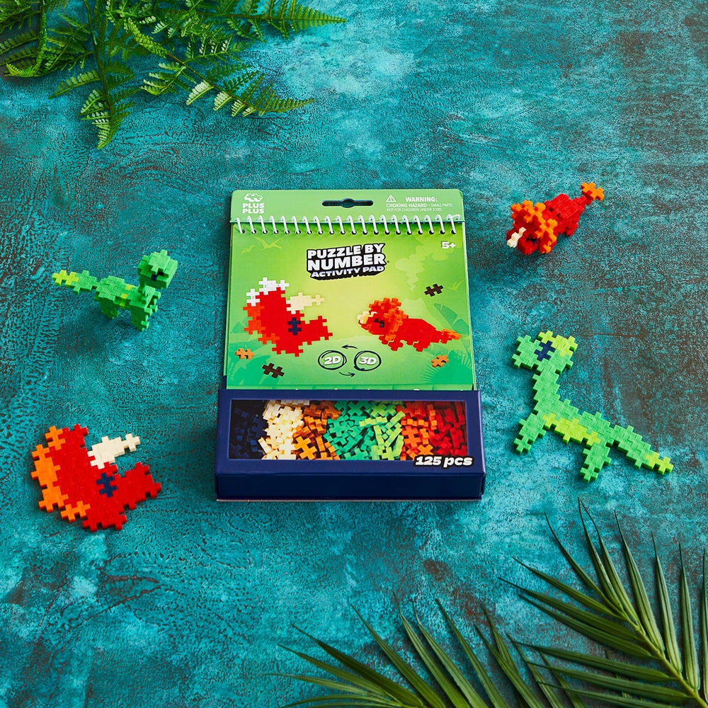 PUZZLE BY NUMBER - CARNET D'ACTIVITÉS - DINOSAURES - 125pcs PLUS PLUS