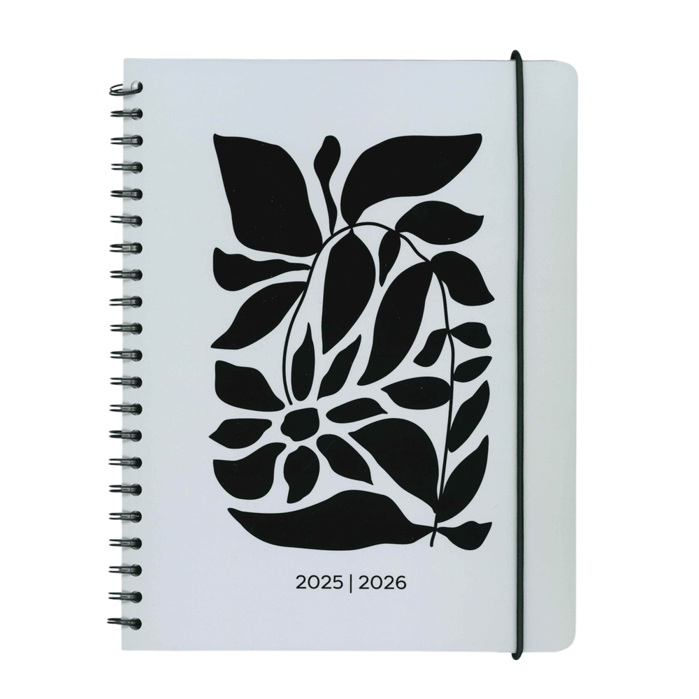 AGENDA ACADÉMIQUE 2025-2026- LARGE 1S/2P- FLEURS NOIRES PBI AGENDA