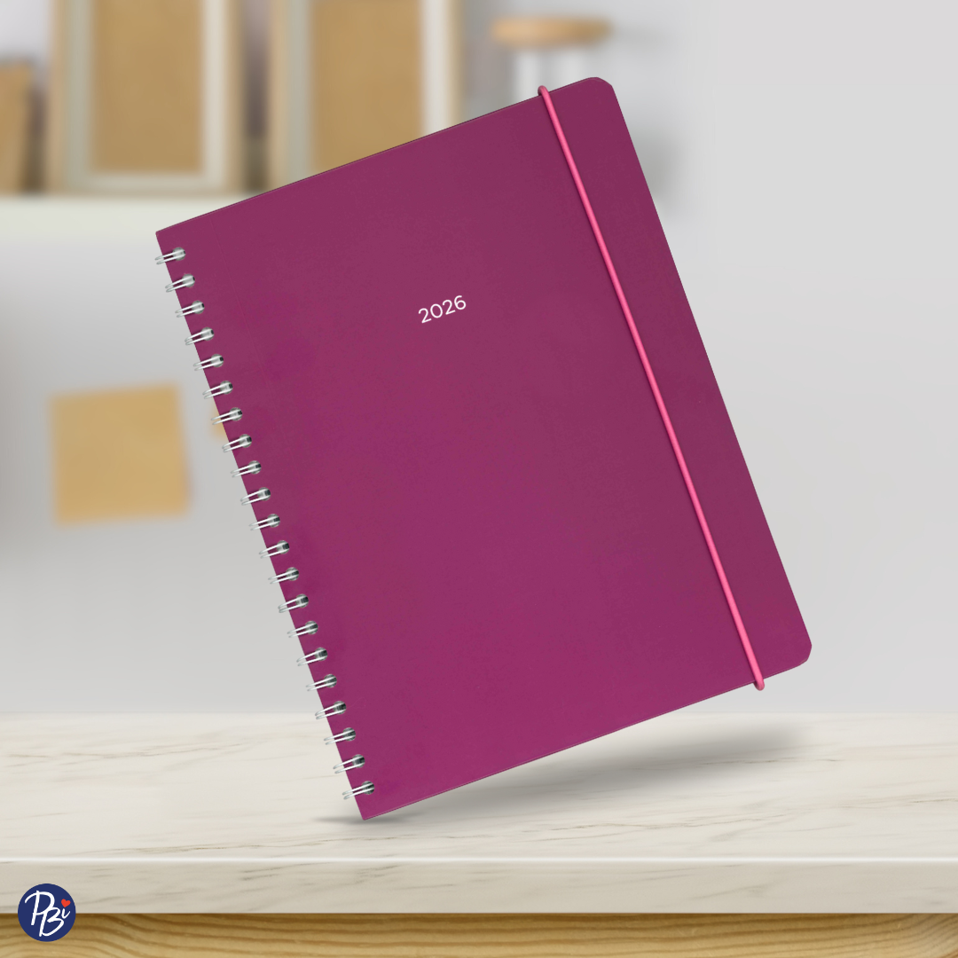 AGENDA ANNUEL-2026- LARGE 1S/2P- FUCHSIA PBI AGENDA