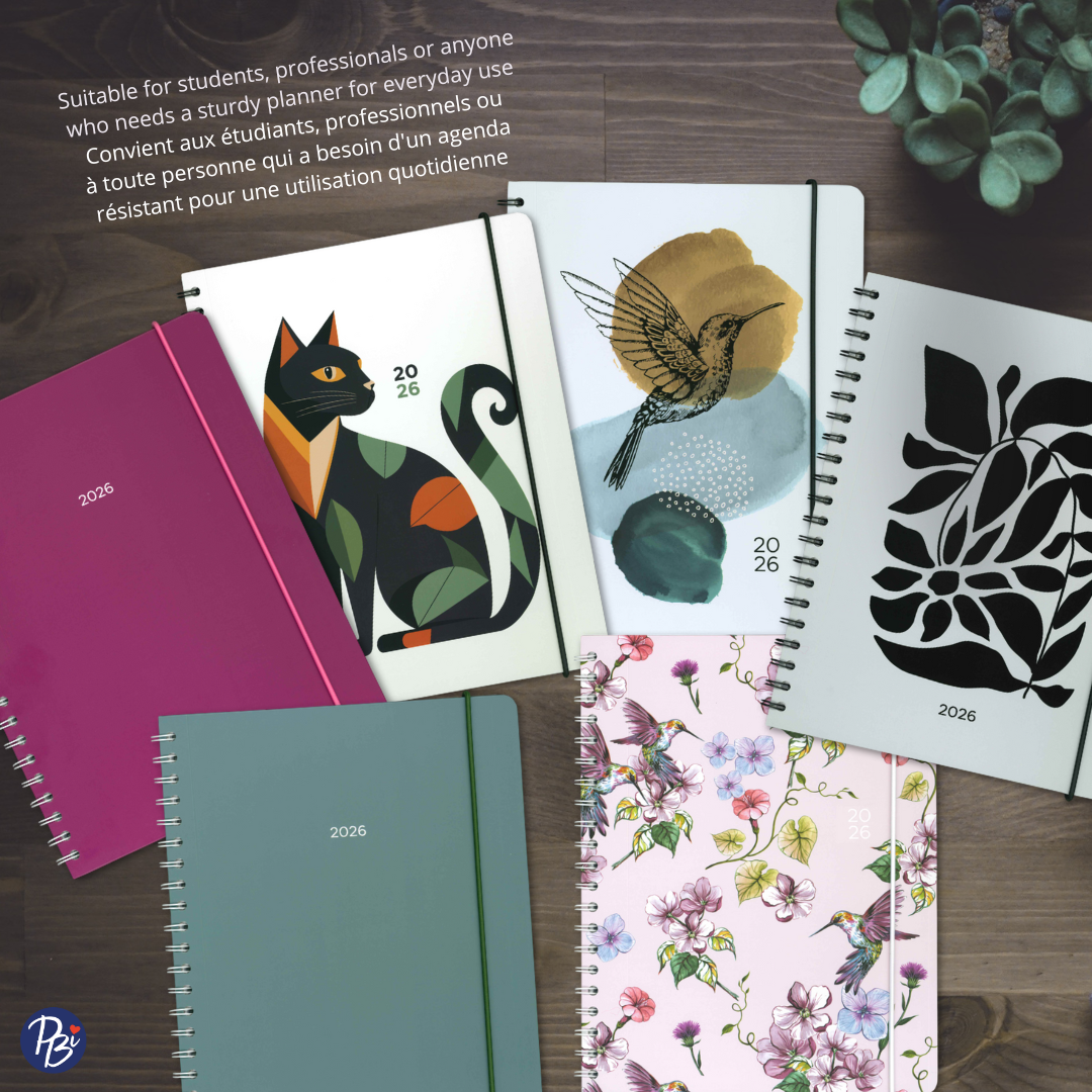 AGENDA ANNUEL-2026- LARGE 1S/2P- NOIR PBI AGENDA