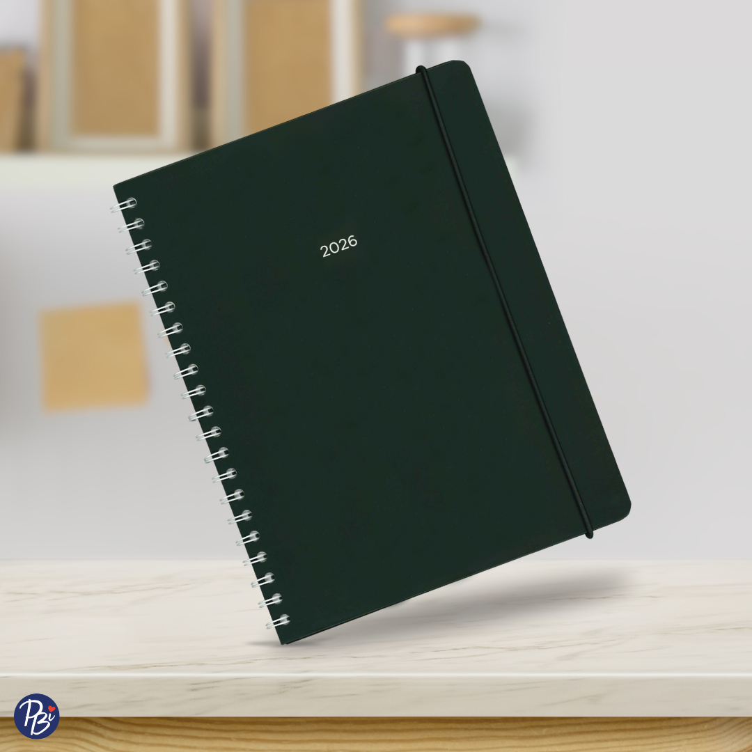 AGENDA ANNUEL-2026- LARGE 1S/2P- NOIR PBI AGENDA