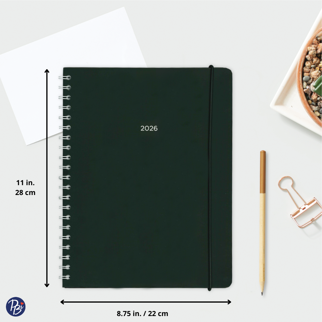 AGENDA ANNUEL-2026- LARGE 1S/2P- NOIR PBI AGENDA