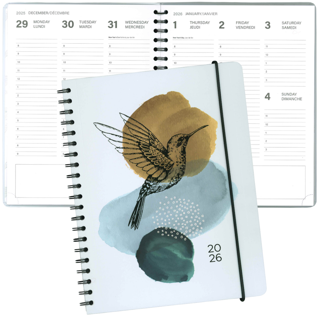 AGENDA ANNUEL 2026- LARGE 1S/2P- COLIBRI PBI AGENDA