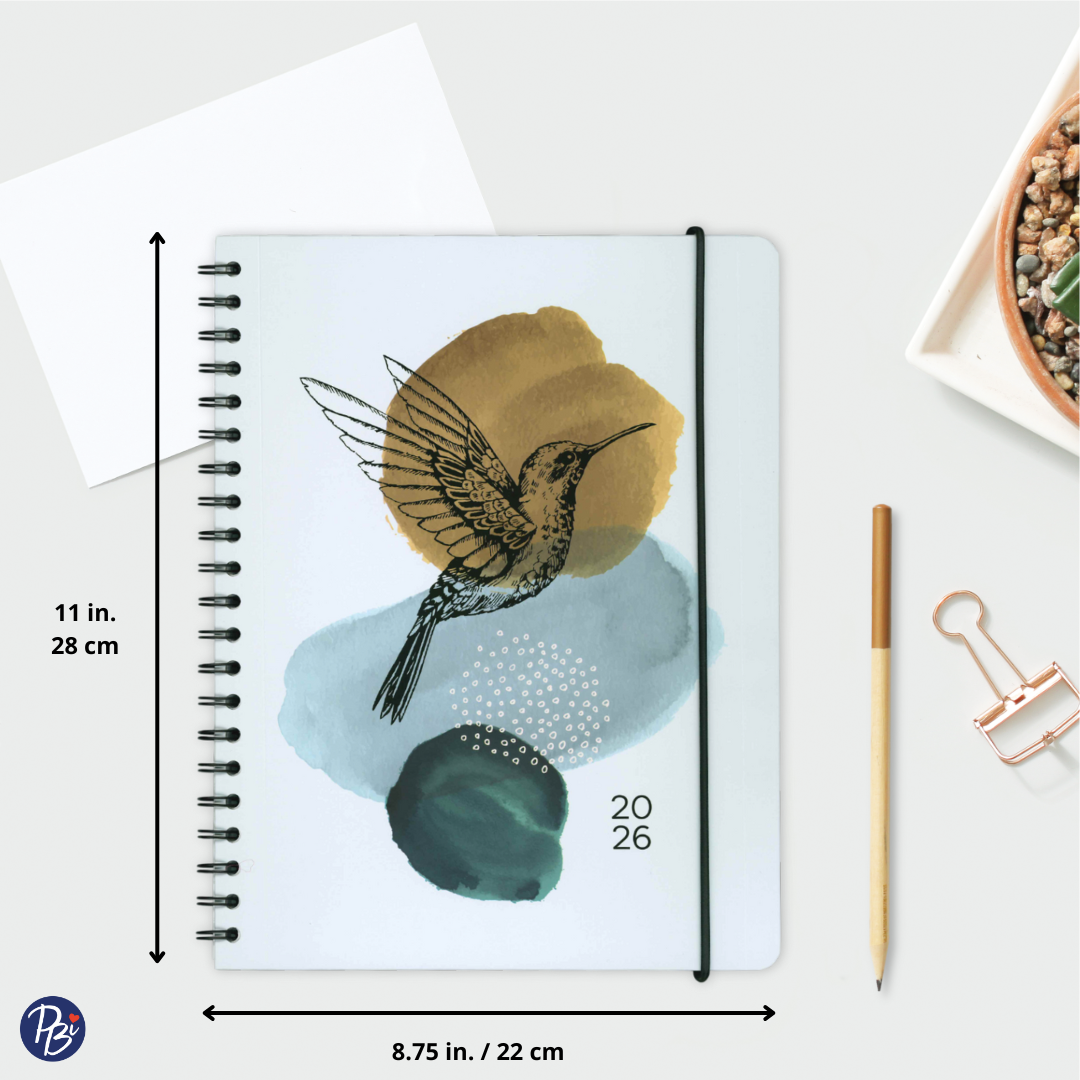 AGENDA ANNUEL 2026- LARGE 1S/2P- COLIBRI PBI AGENDA