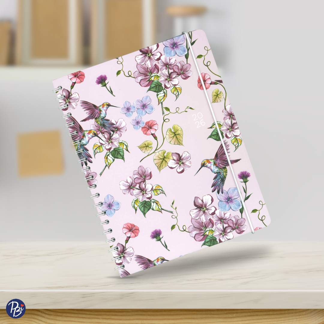 AGENDA ANNUEL 2026- LARGE 1S/2P- COLIBRI ET FLEURS PBI AGENDA