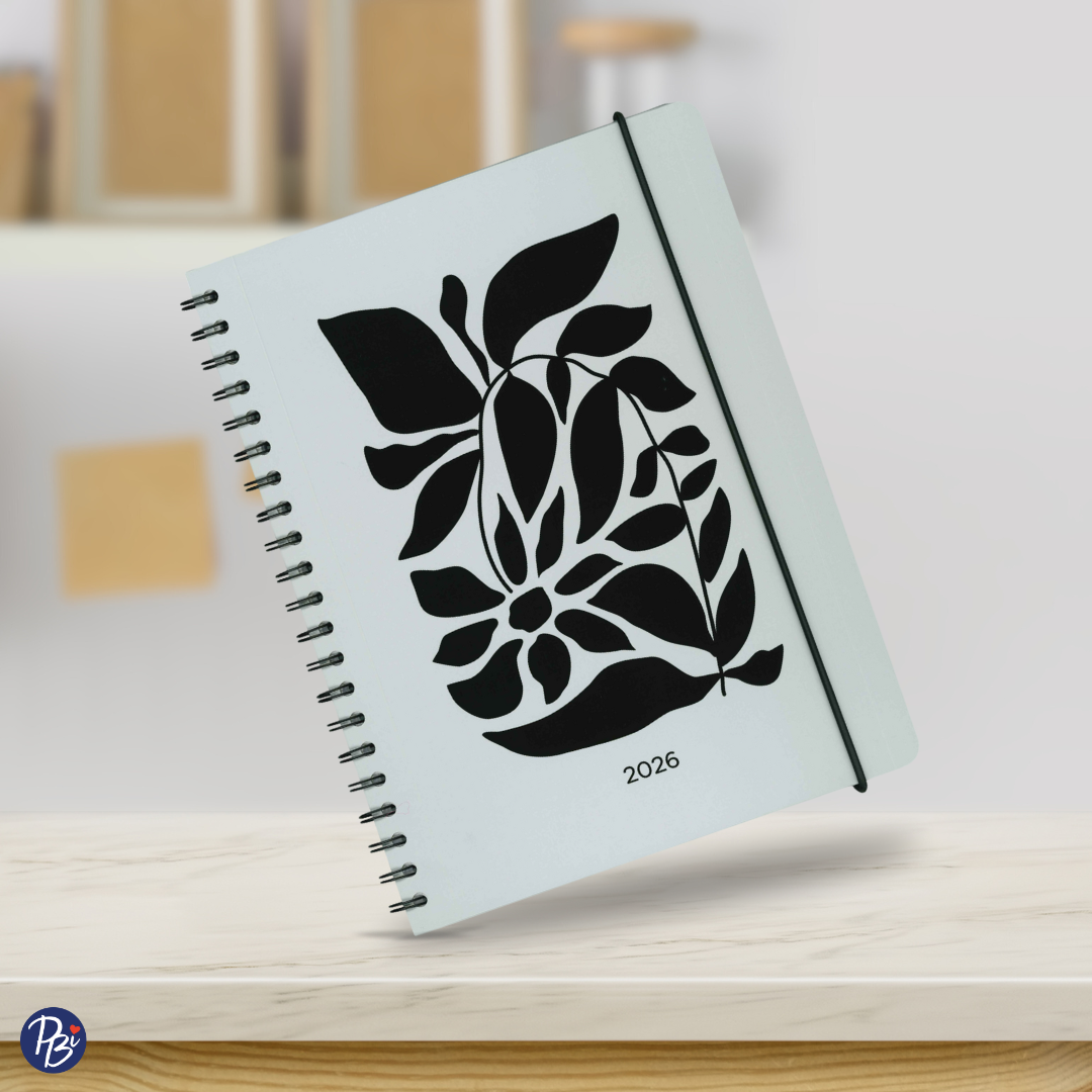 AGENDA ANNUEL 2026- LARGE 1S/2P- FLEURS NOIRES PBI AGENDA