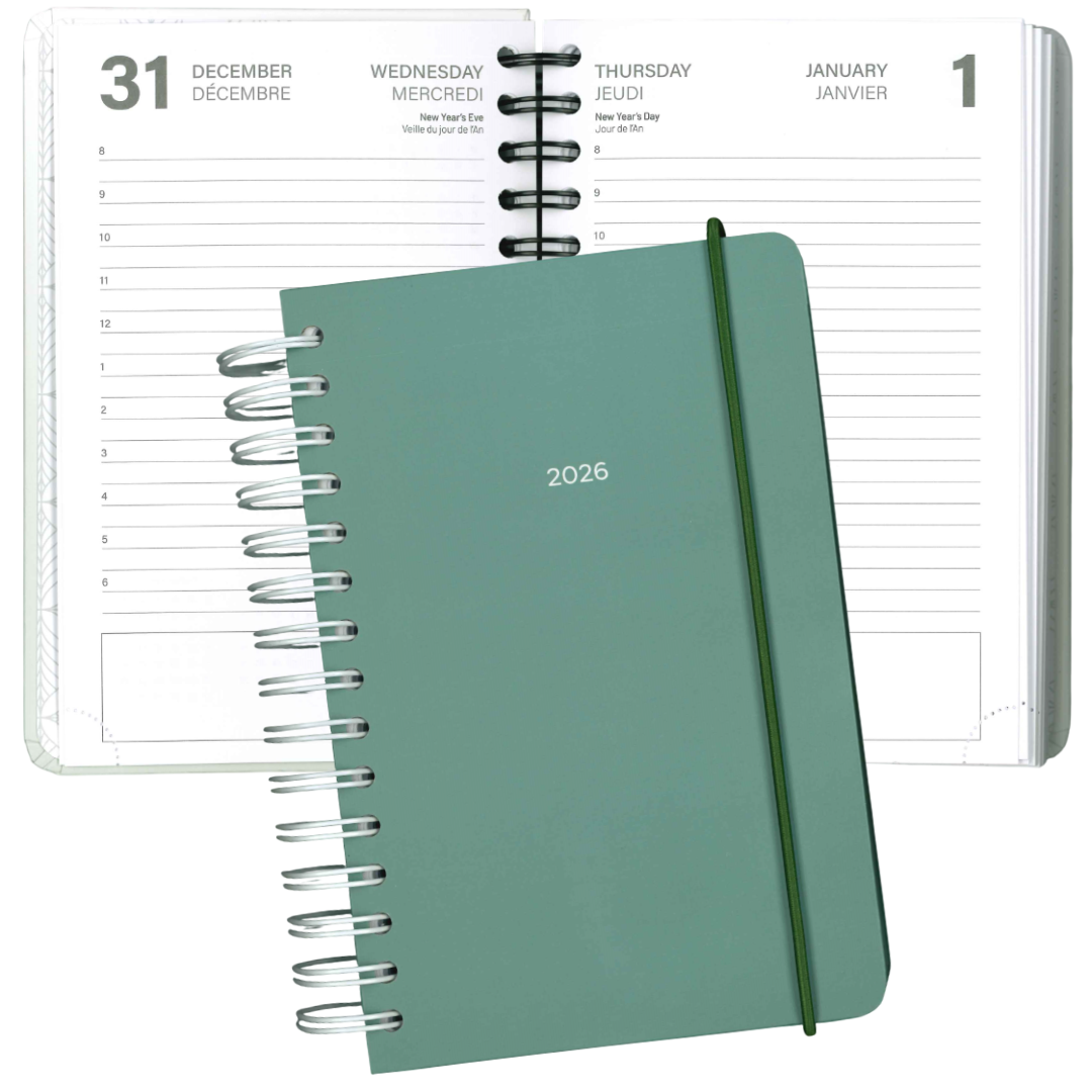 AGENDA ANNUEL 2026- PETIT 1J/1P- VERT SAUGE PBI AGENDA