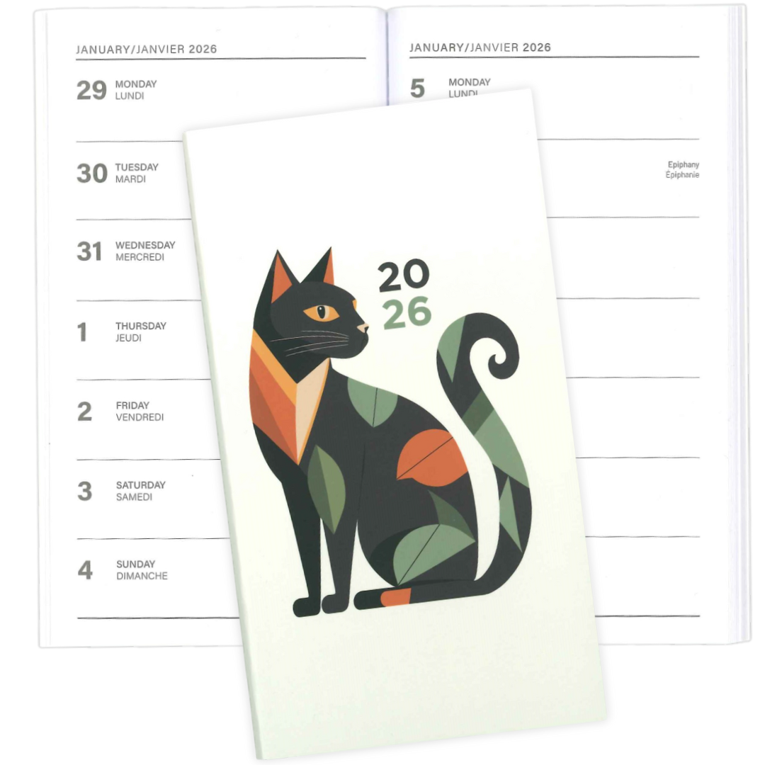 AGENDA ANNUEL 2026 - MINI COLO- CHAT GÉOMÉTRIQUE PBI AGENDA