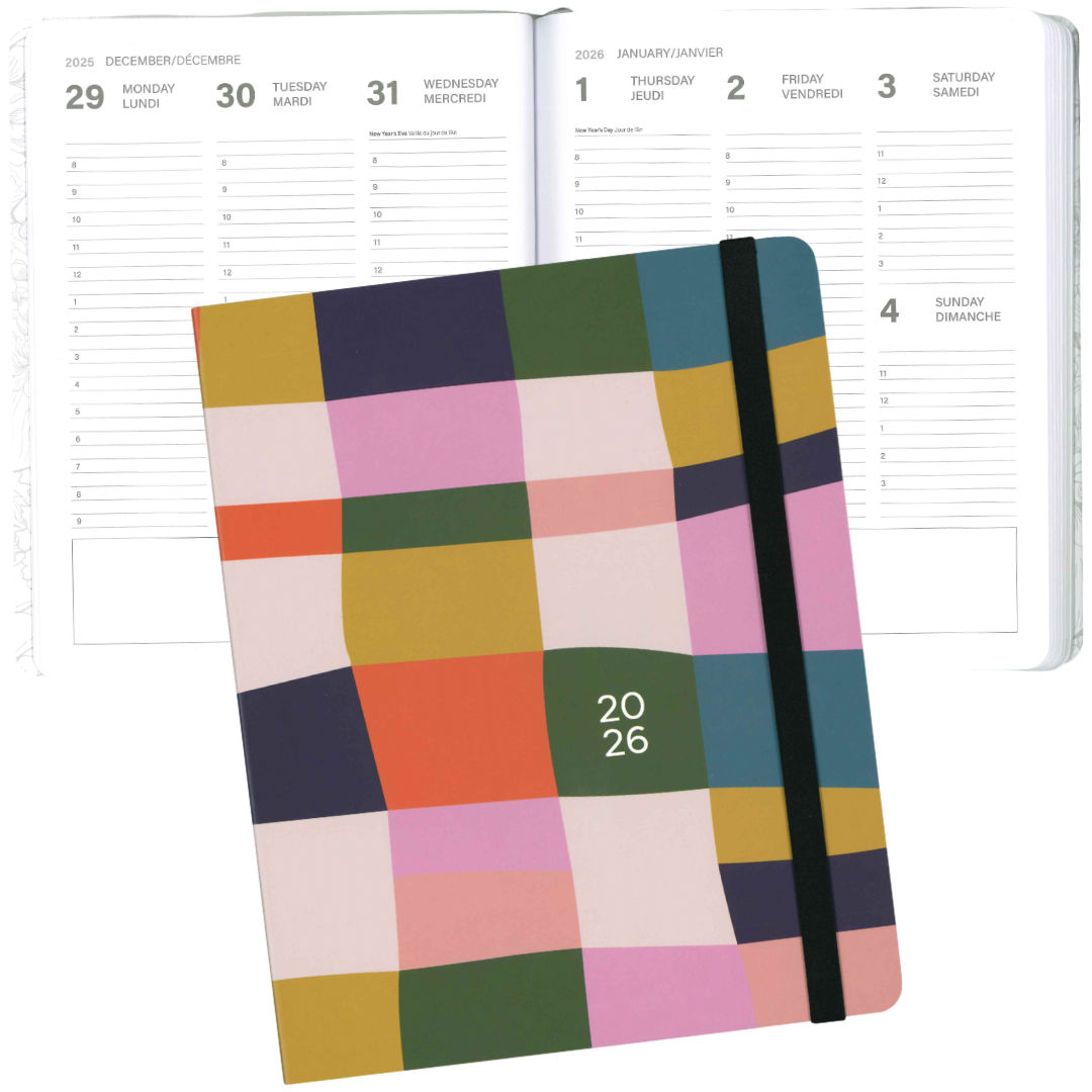 AGENDA ANNUEL 2026 - OMNICO- PATCHWORK ABSTRAIT PBI AGENDA