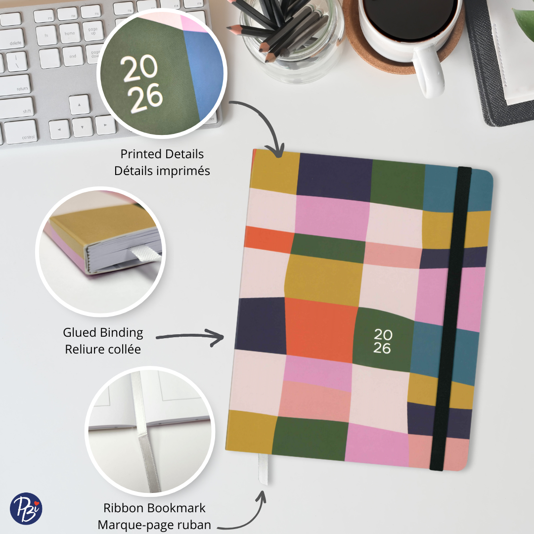 AGENDA ANNUEL 2026 - OMNICO- PATCHWORK ABSTRAIT PBI AGENDA