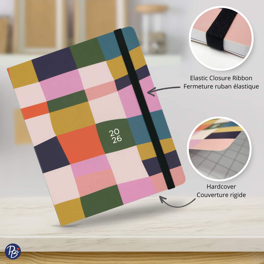 AGENDA ANNUEL 2026 - OMNICO- PATCHWORK ABSTRAIT PBI AGENDA