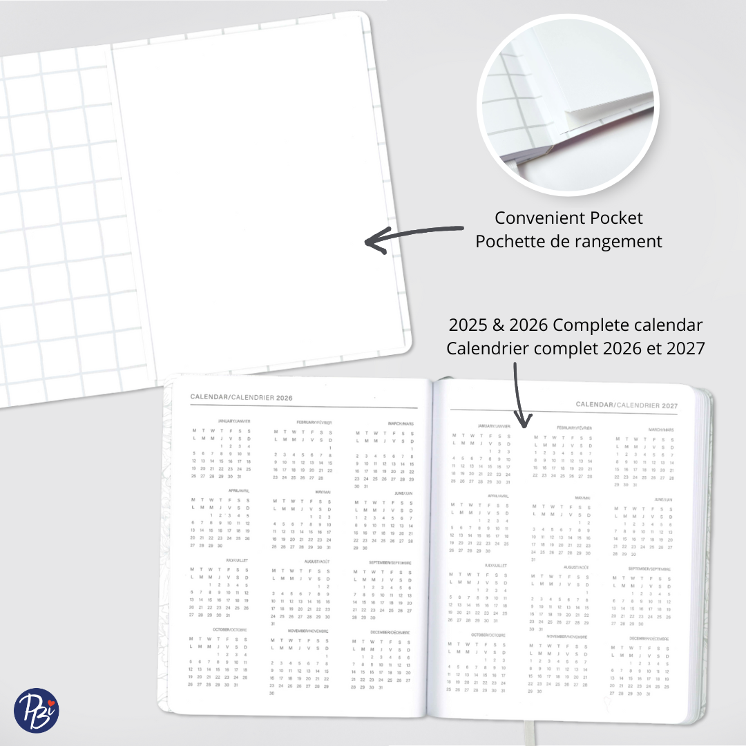 AGENDA ANNUEL 2026 - OMNICO- PATCHWORK ABSTRAIT PBI AGENDA