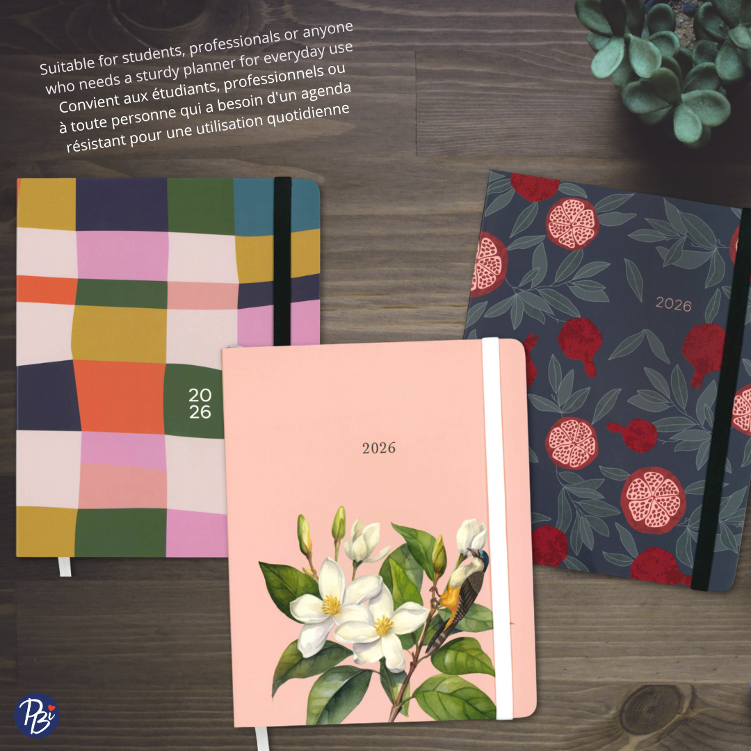AGENDA ANNUEL 2026 - OMNICO- PATCHWORK ABSTRAIT PBI AGENDA