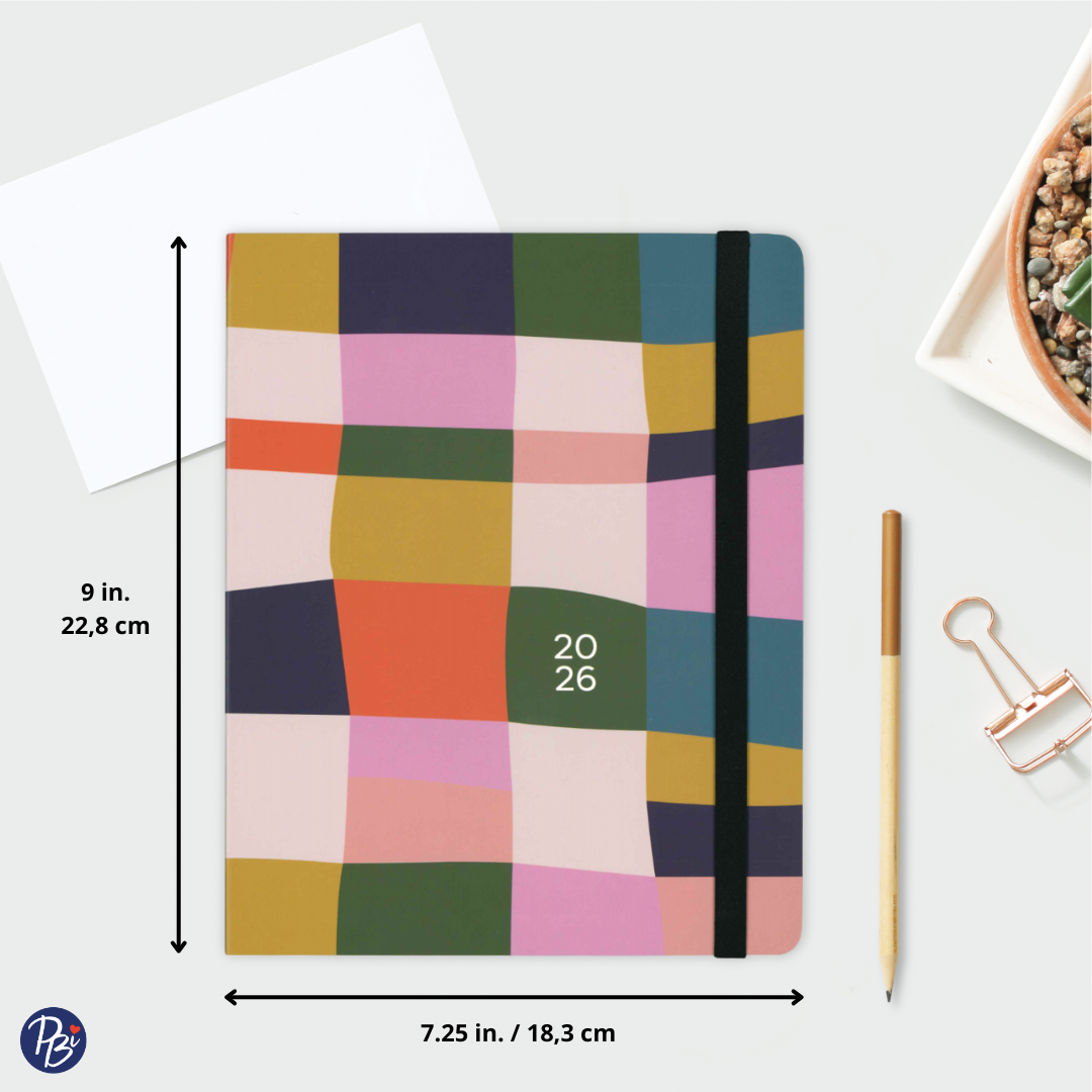 AGENDA ANNUEL 2026 - OMNICO- PATCHWORK ABSTRAIT PBI AGENDA