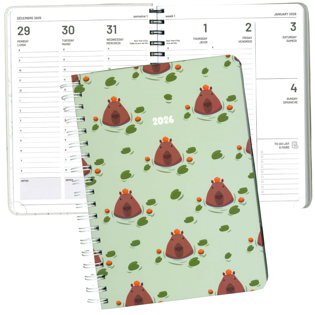 AGENDA ANNUEL 2026 - CAPYBARAS ET ORANGES PBI AGENDA