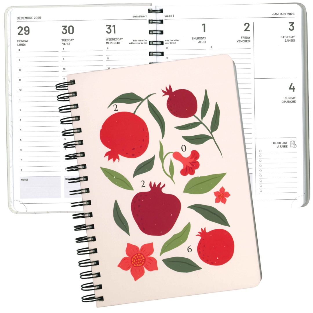 AGENDA ANNUEL 2026-POMEGRENADE ET FEUILLES PBI AGENDA