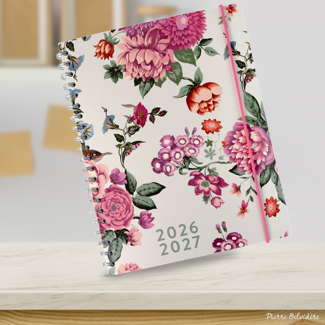 AGENDA ACADÉMIQUE 2026-2027- LARGE  1S/2P- DOUCEUR FLORALE