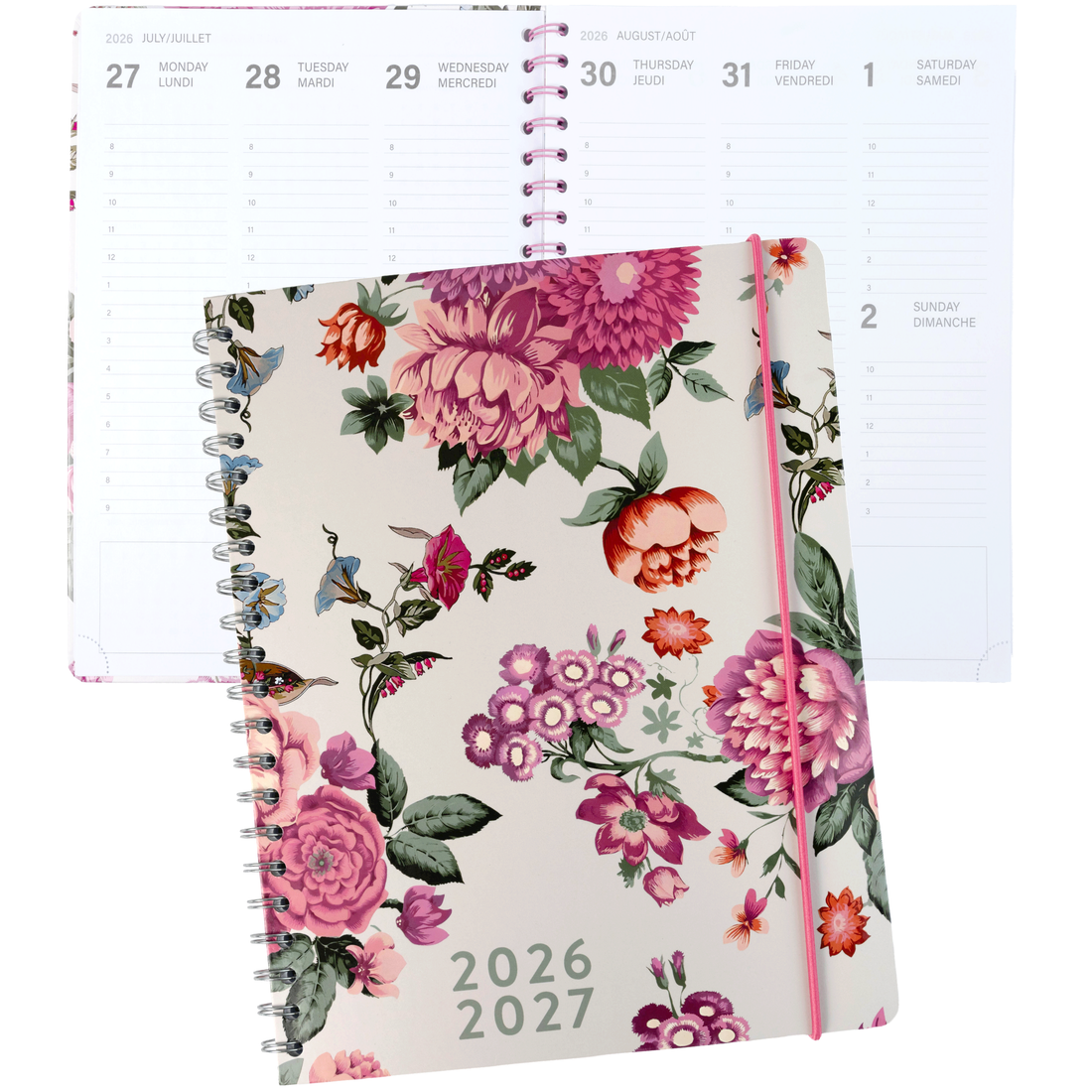 AGENDA ACADÉMIQUE 2026-2027- LARGE  1S/2P- DOUCEUR FLORALE