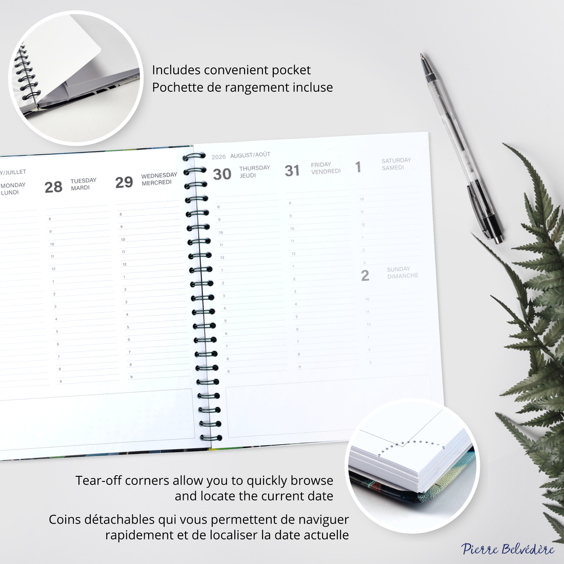 AGENDA ACADÉMIQUE 2026-2027- LARGE  1S/2P- PÉTALES COLORÉES