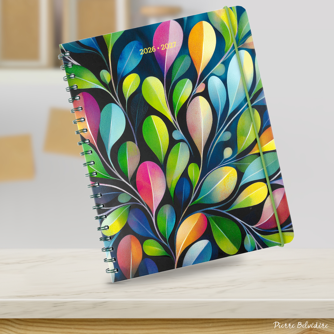 AGENDA ACADÉMIQUE 2026-2027- LARGE  1S/2P- PÉTALES COLORÉES