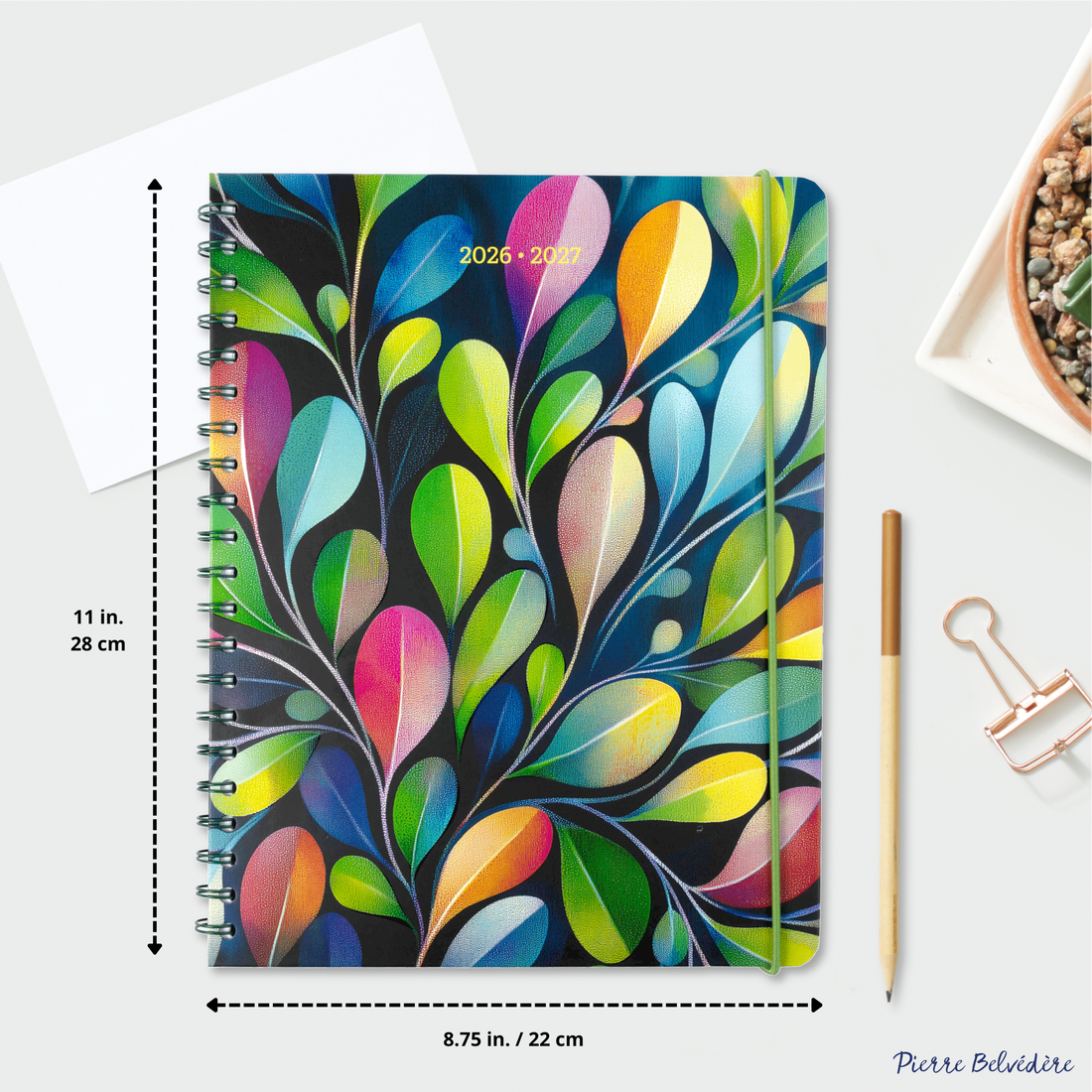 AGENDA ACADÉMIQUE 2026-2027- LARGE  1S/2P- PÉTALES COLORÉES