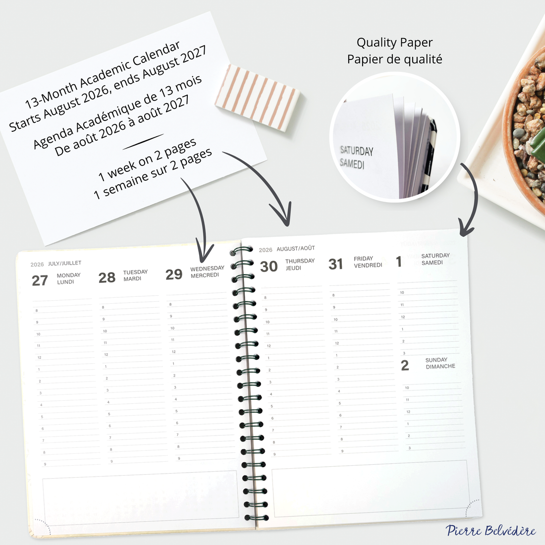 AGENDA ACADÉMIQUE 2026-2027- LARGE  1S/2P- LOUTRE