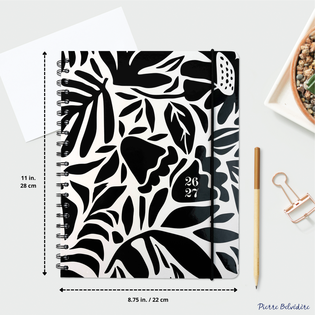 AGENDA ACADÉMIQUE 2026-2027- LARGE  1S/2P- FLEURS NOIRES