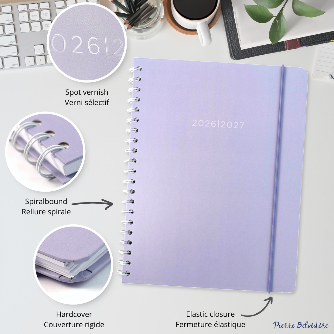 AGENDA ACADÉMIQUE 2026-2027- LARGE  1S/2P- MAUVE PASTEL