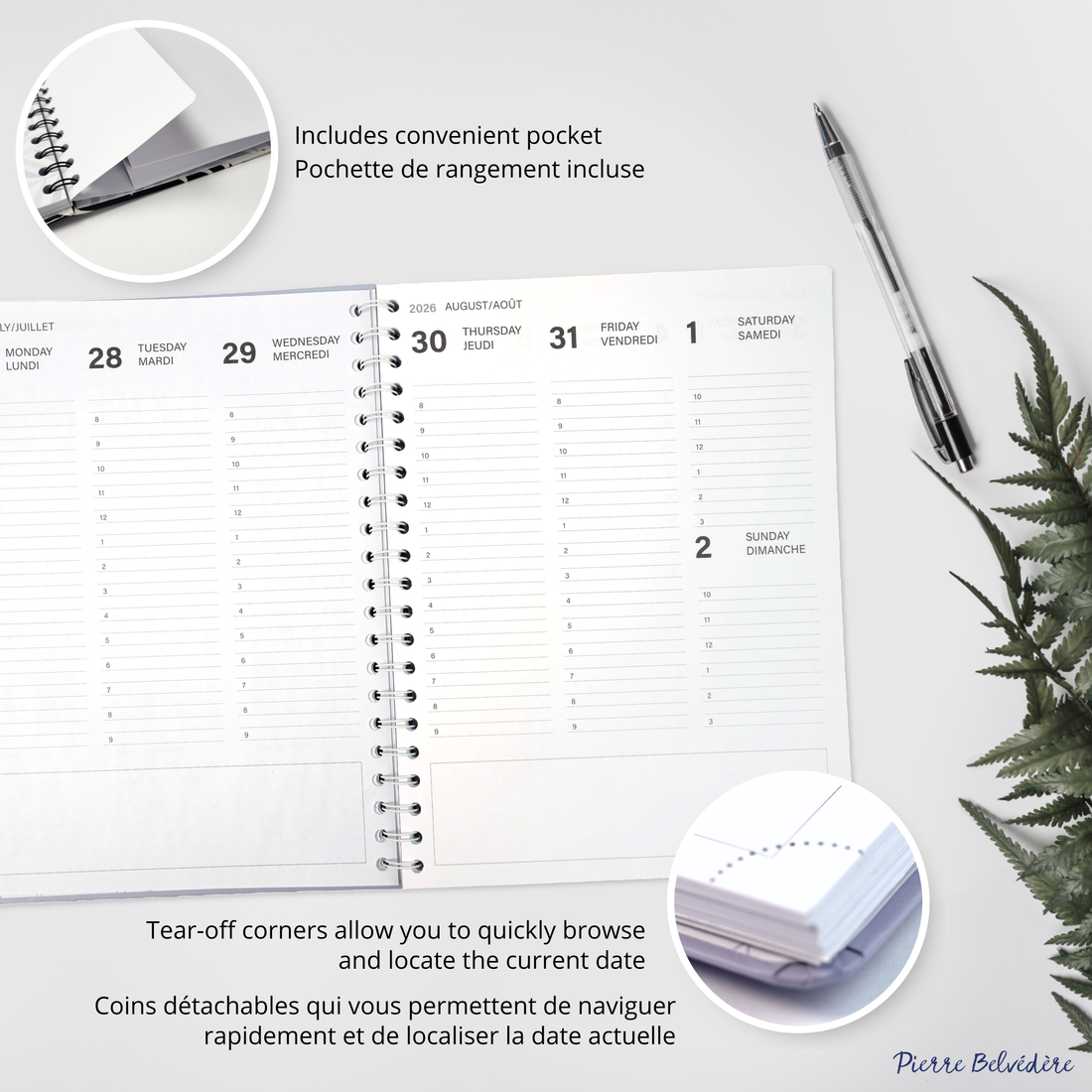 AGENDA ACADÉMIQUE 2026-2027- LARGE  1S/2P- MAUVE PASTEL